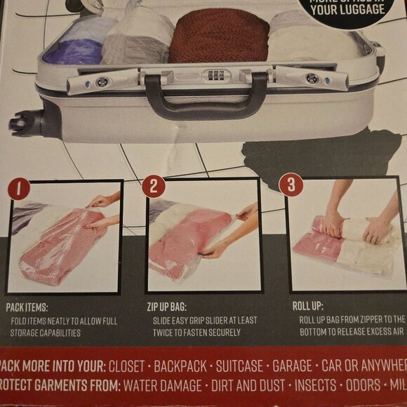 G-Force Roll & Pack Air-Tight Storage Bags 4-Piece Set Travel Size 25.5" X 20" D - Picture 5 of 5